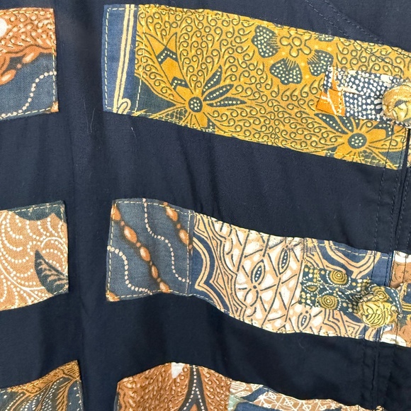 SOLD--Vintage Boho Indonesian Block Print Rayon Shirt Jacket--SOLD - Picture 8 of 9